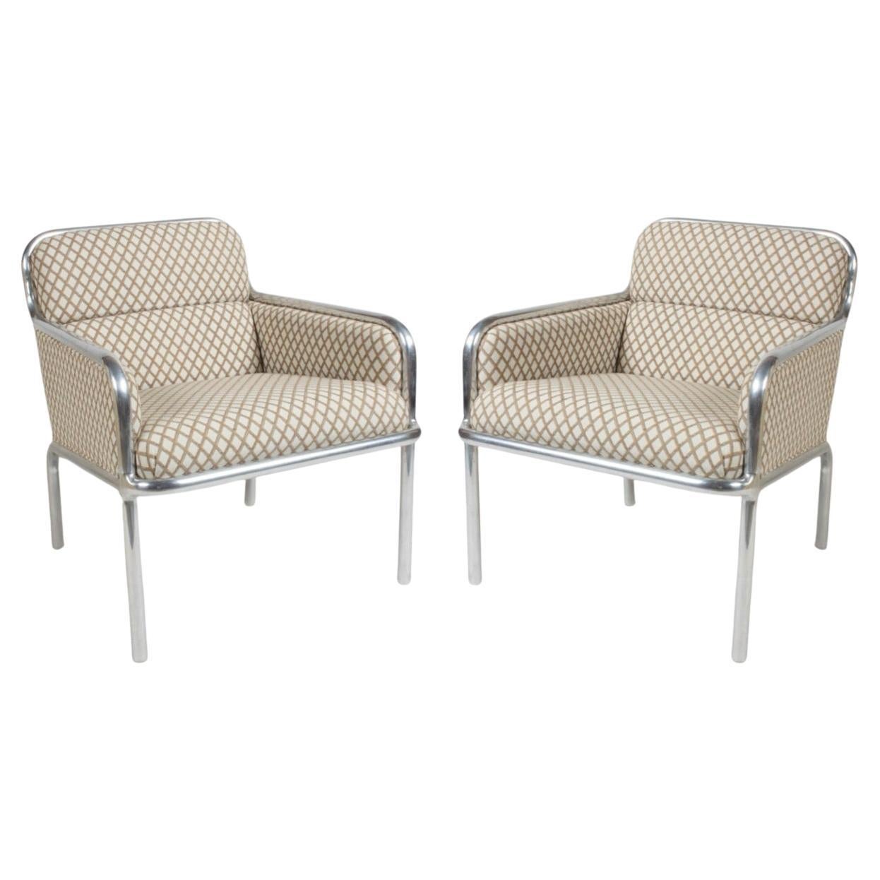Pair of 1970s - Brian Palmer - Designed Chairs for Baker Aluminum Tubular Frames in vendita