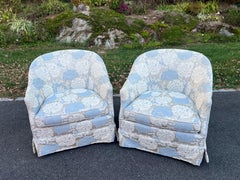 Pair of Custom Brocade Club Chairs