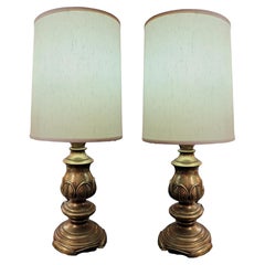 Retro Pair of 1970s Bronze Table Lamps