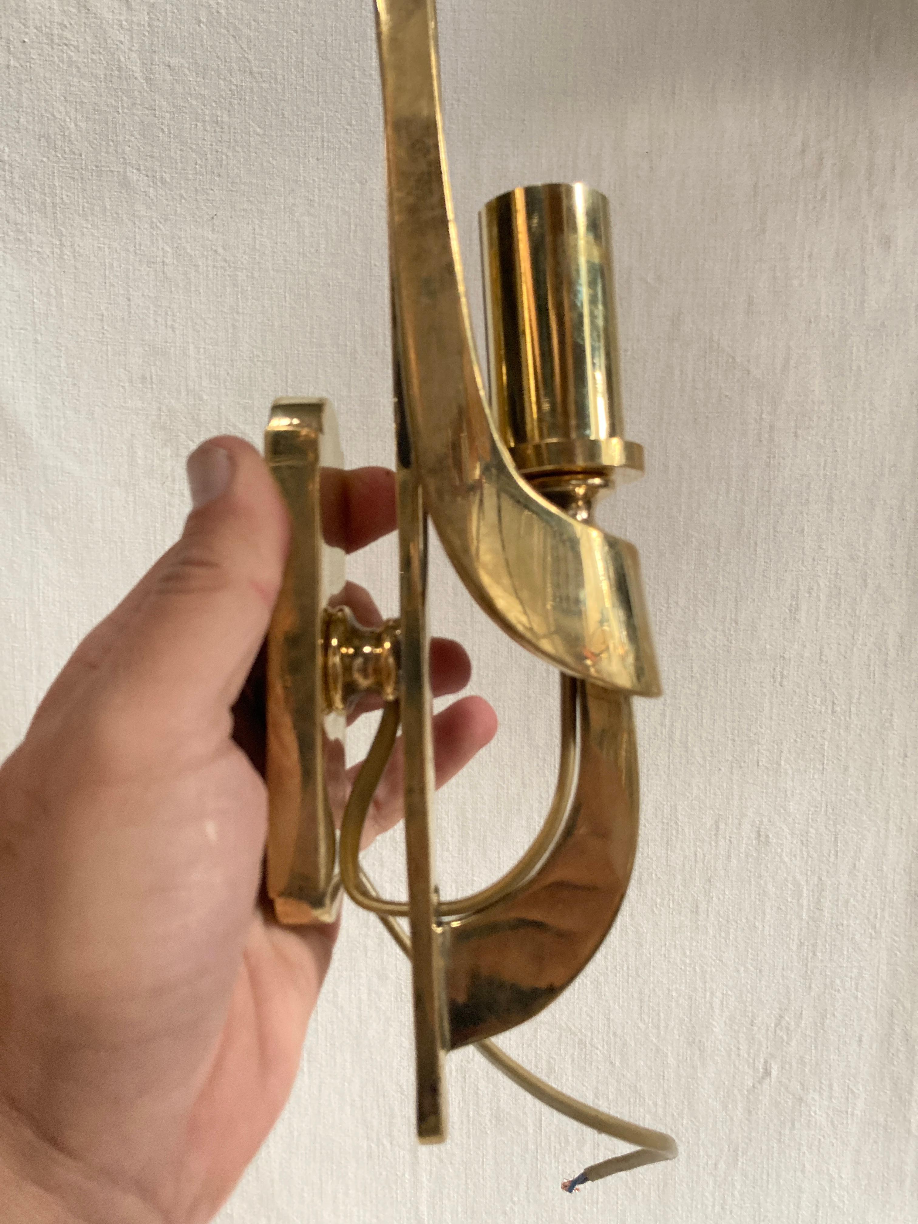Pair of 1970's Brutalist bronze sconces For Sale 2