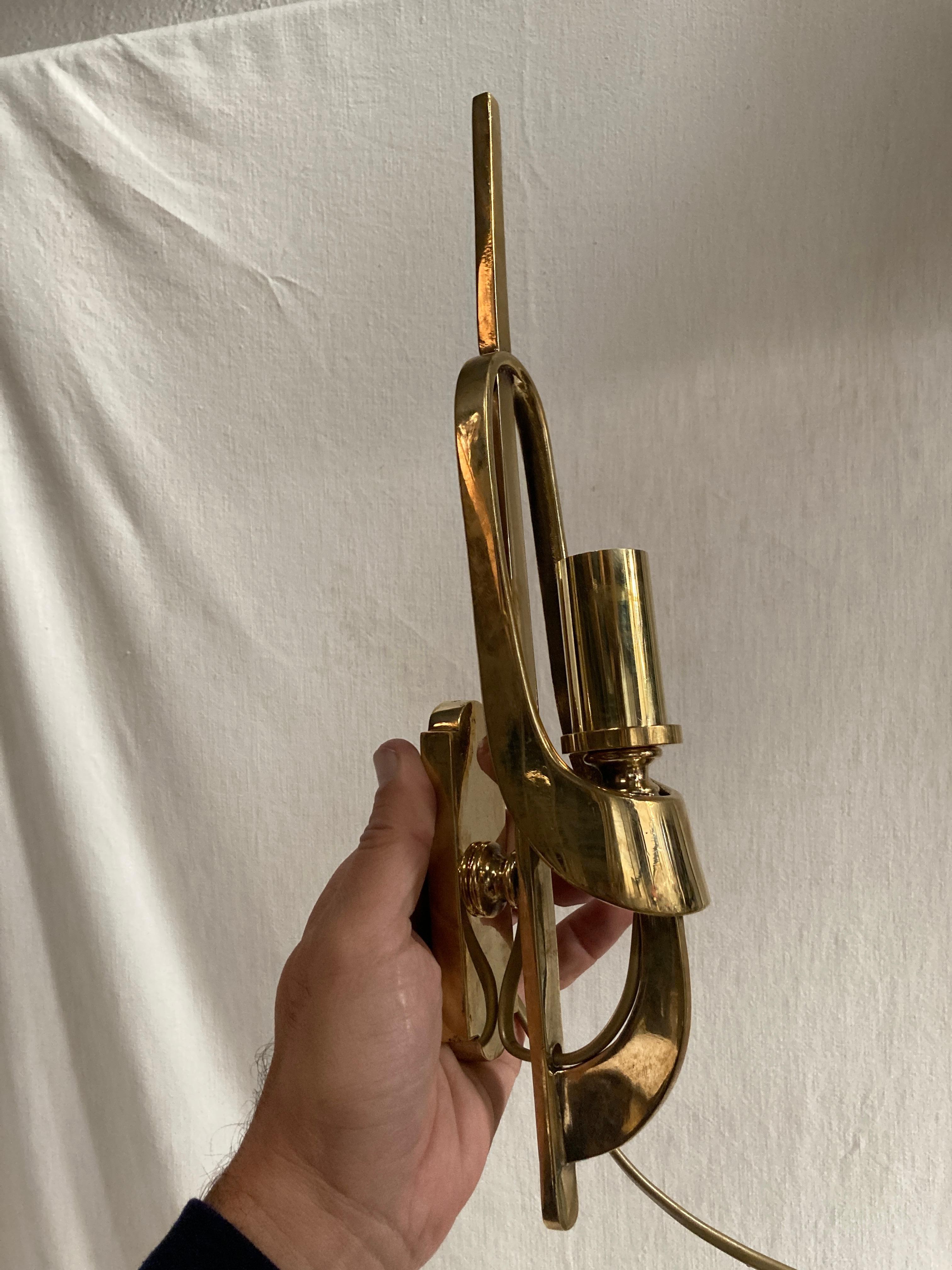 Pair of 1970's Brutalist bronze sconces For Sale 3