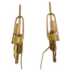 Paire d'appliques brutalistes en bronze des années 1970
