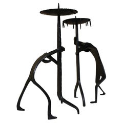 Coppia di portacandele brutalisti degli anni '70