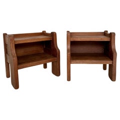 Pair of 1970s Brutalist Night Stands in washed Oak by de Puydt, Belgium ca. 1974