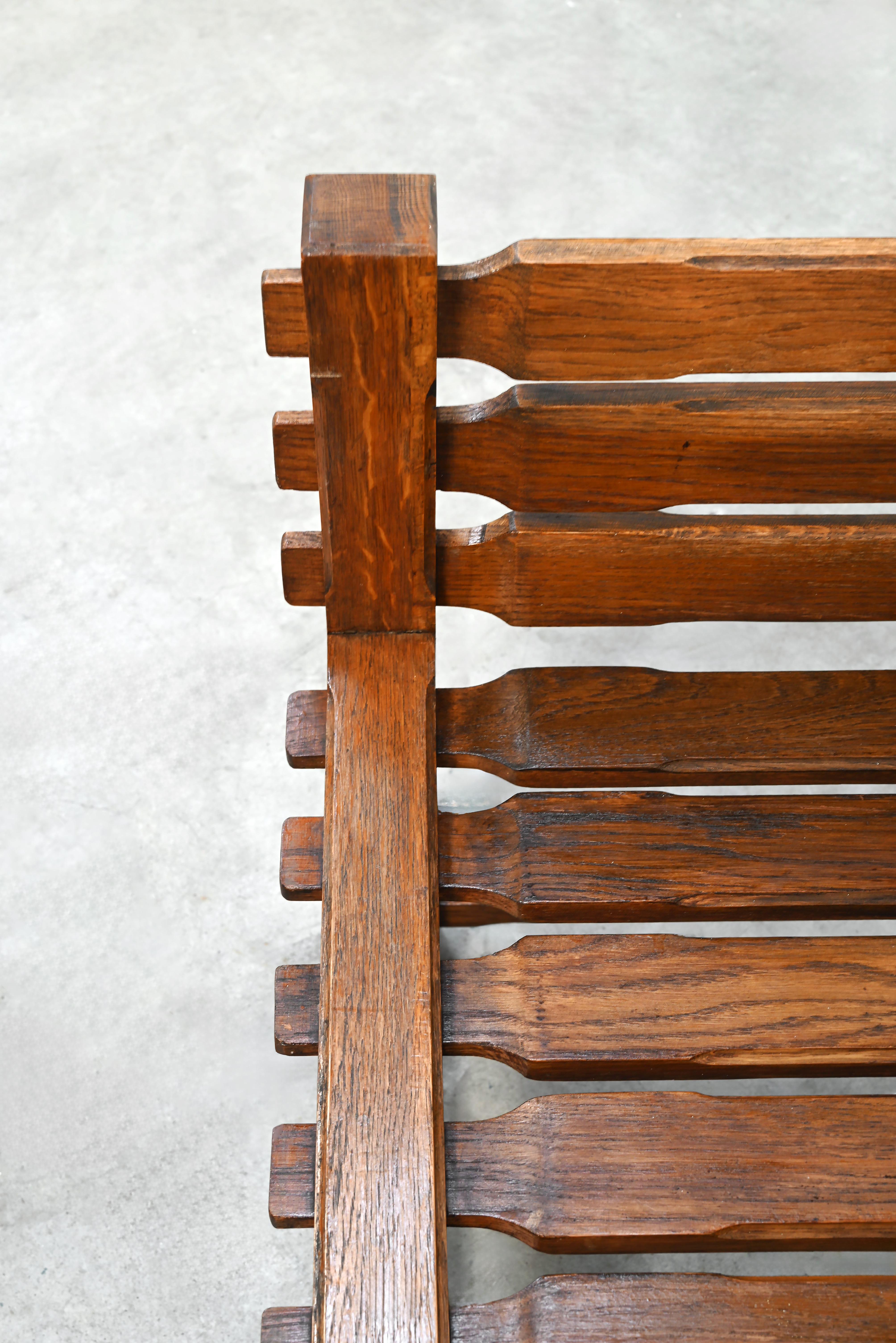 Pair of 1970s Brutalist Solid Oak Side Chairs For Sale 2