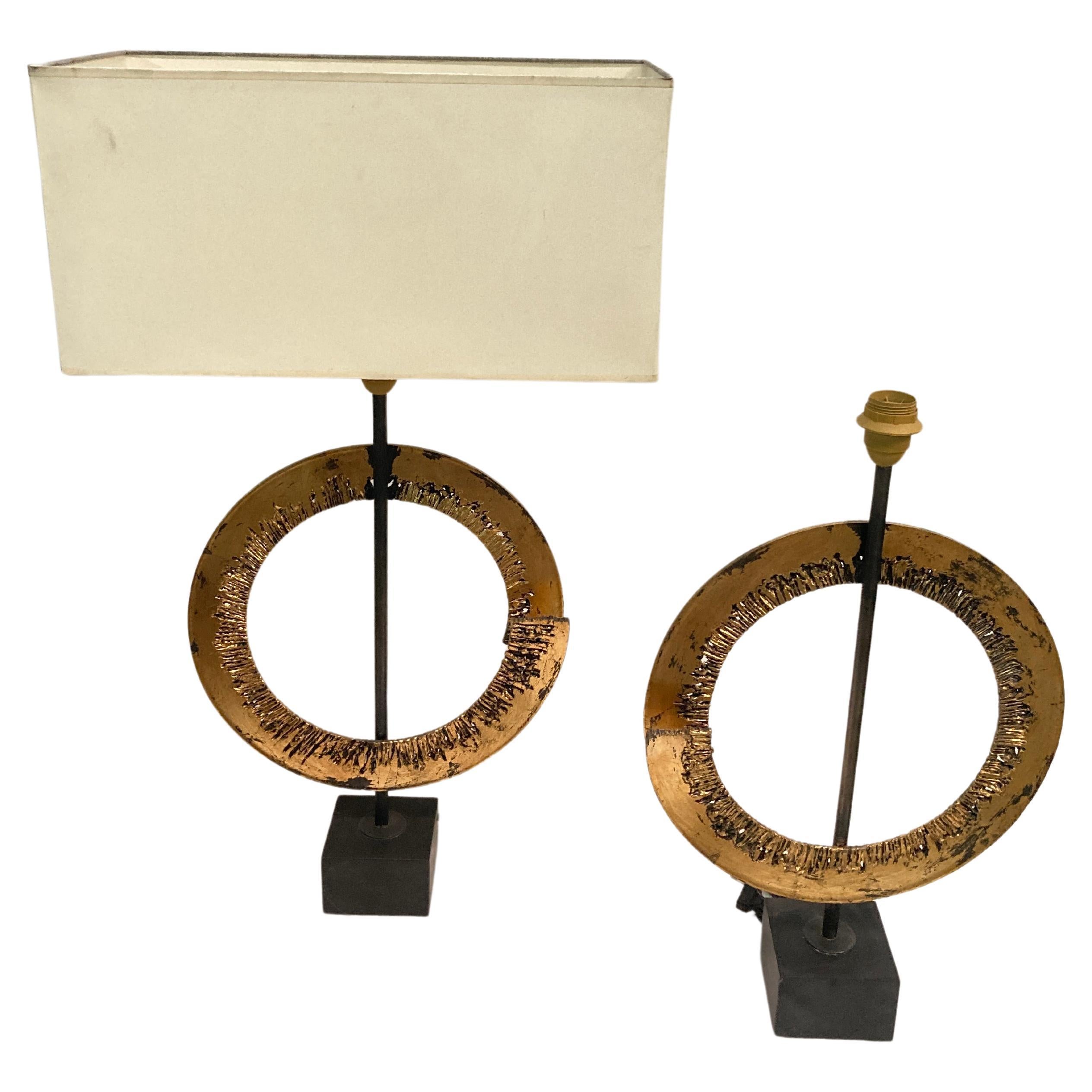 Coppia di lampade da tavolo brutaliste del 1970