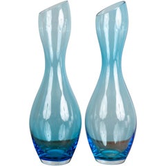 Pair of 1970s Bulbous Rosenthal Turquoise Vases