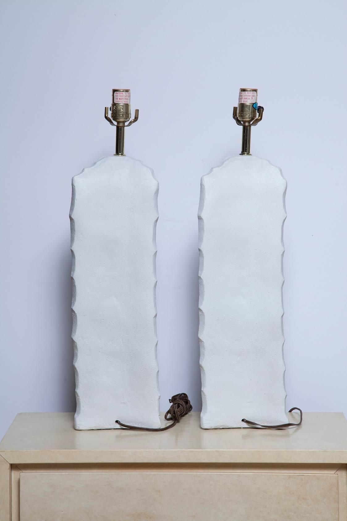 American Pair of 1970s Cactus Form Plaster Lamps