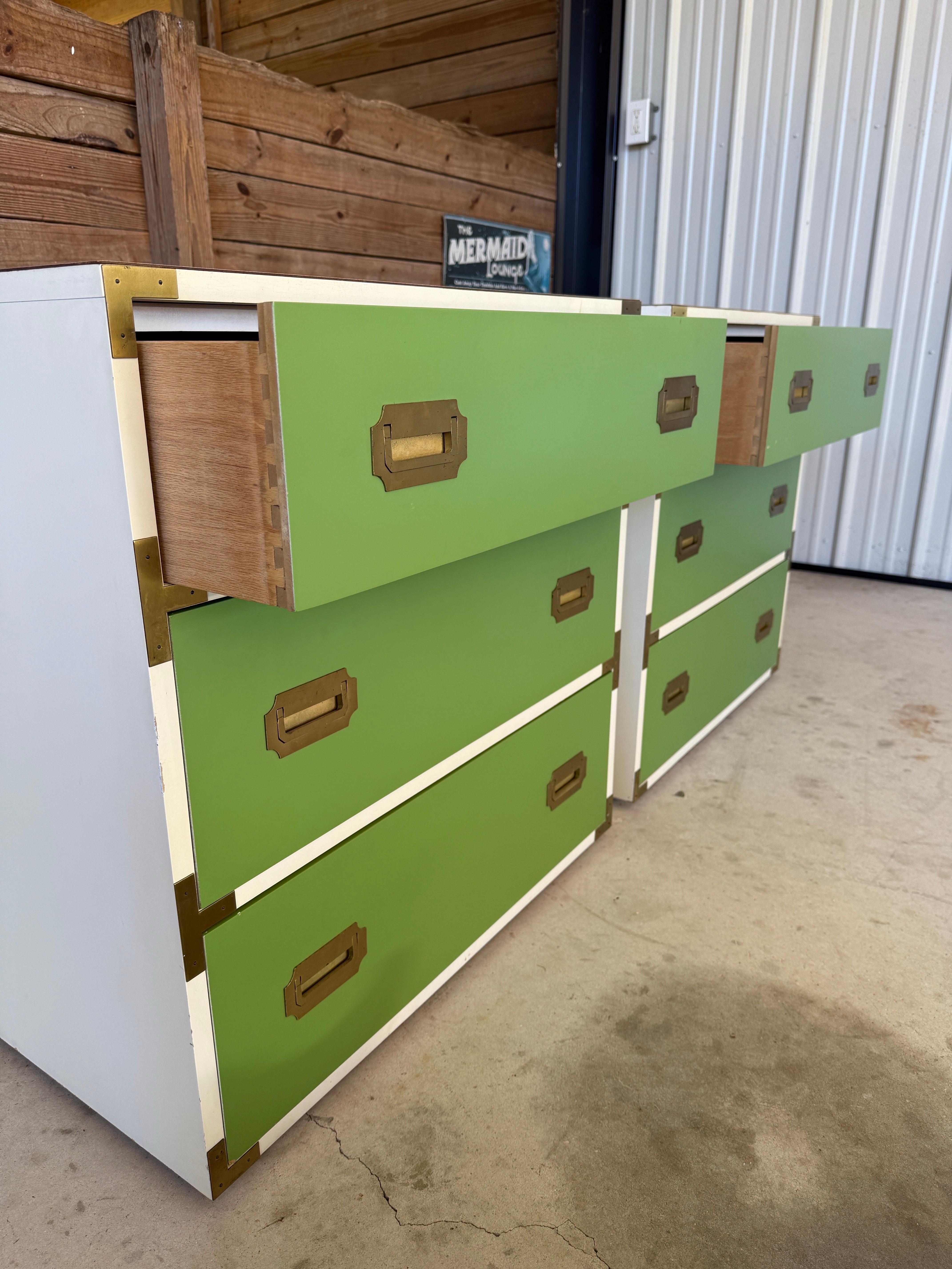 Pair of 1970's Campaign Bachelor chests-