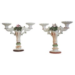 Pair of 1970s Ceramic Bassano Candelabras - Italian Vintage Charm