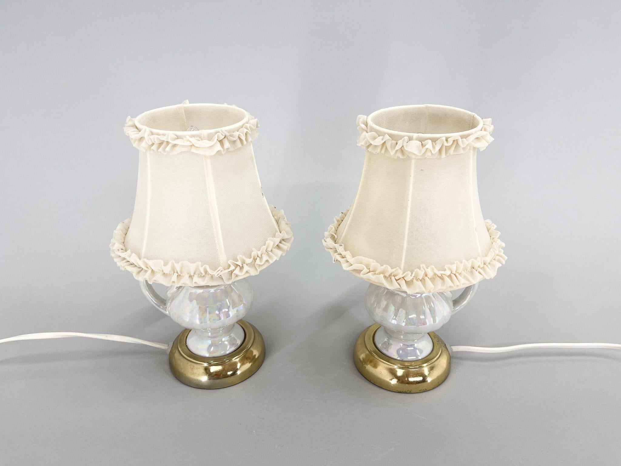 Pair of 1970s Ceramic Table or Bedside Lamps For Sale 2