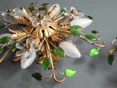 Pair of 1970s Christoph Palme Florentine Ceiling or Wall Lamps Made of Brass