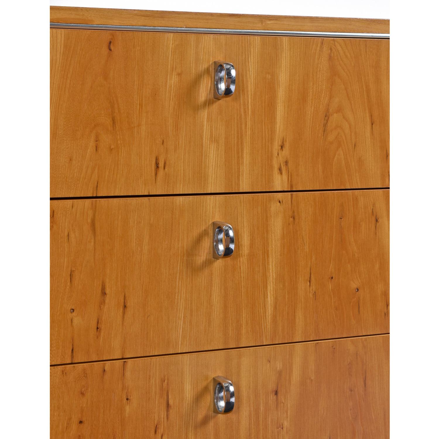 Pair of 1970s Chrome Accent John Stuart Hickory Bachelors Chests For Sale 1