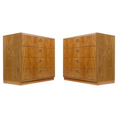 Paire de commodes John Stuart Hickory avec accents chromés des années 1970