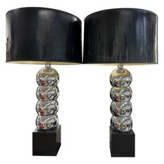 Pair of 1970's Chrome Ball Lamps Attributed To George Kovacs