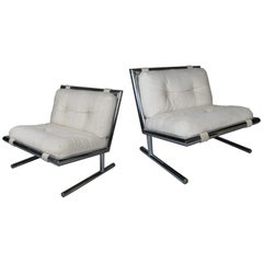 Pair of 1970s Chrome Lounge Chairs by Arthur Umanoff for Directional