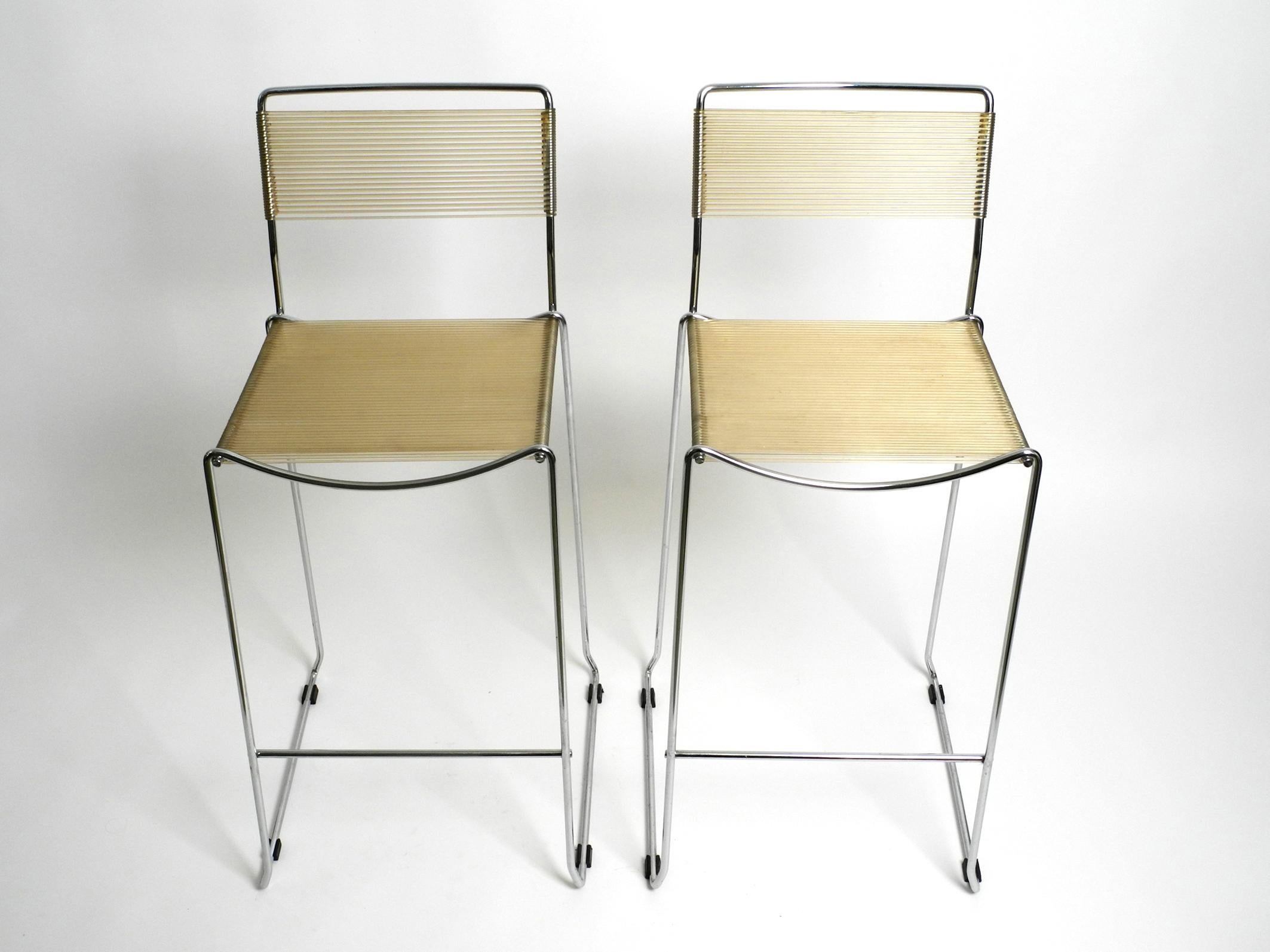 Space Age Pair of 1970s chrome spaghetti bar stools by Giandomenico Belotti for Alias