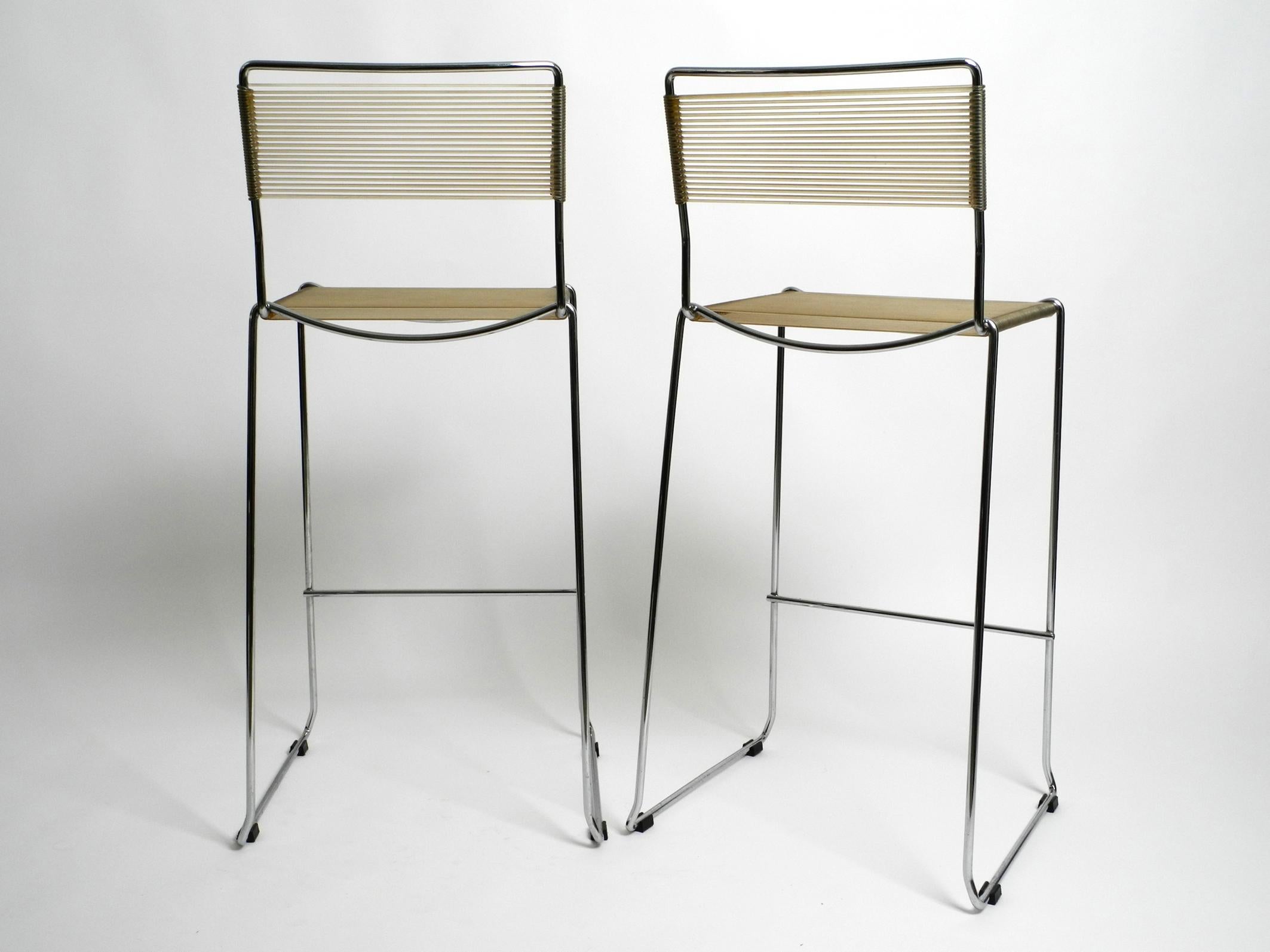 Italian Pair of 1970s chrome spaghetti bar stools by Giandomenico Belotti for Alias