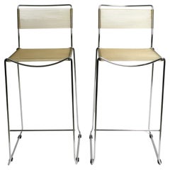 Pair of 1970s chrome spaghetti bar stools by Giandomenico Belotti for Alias