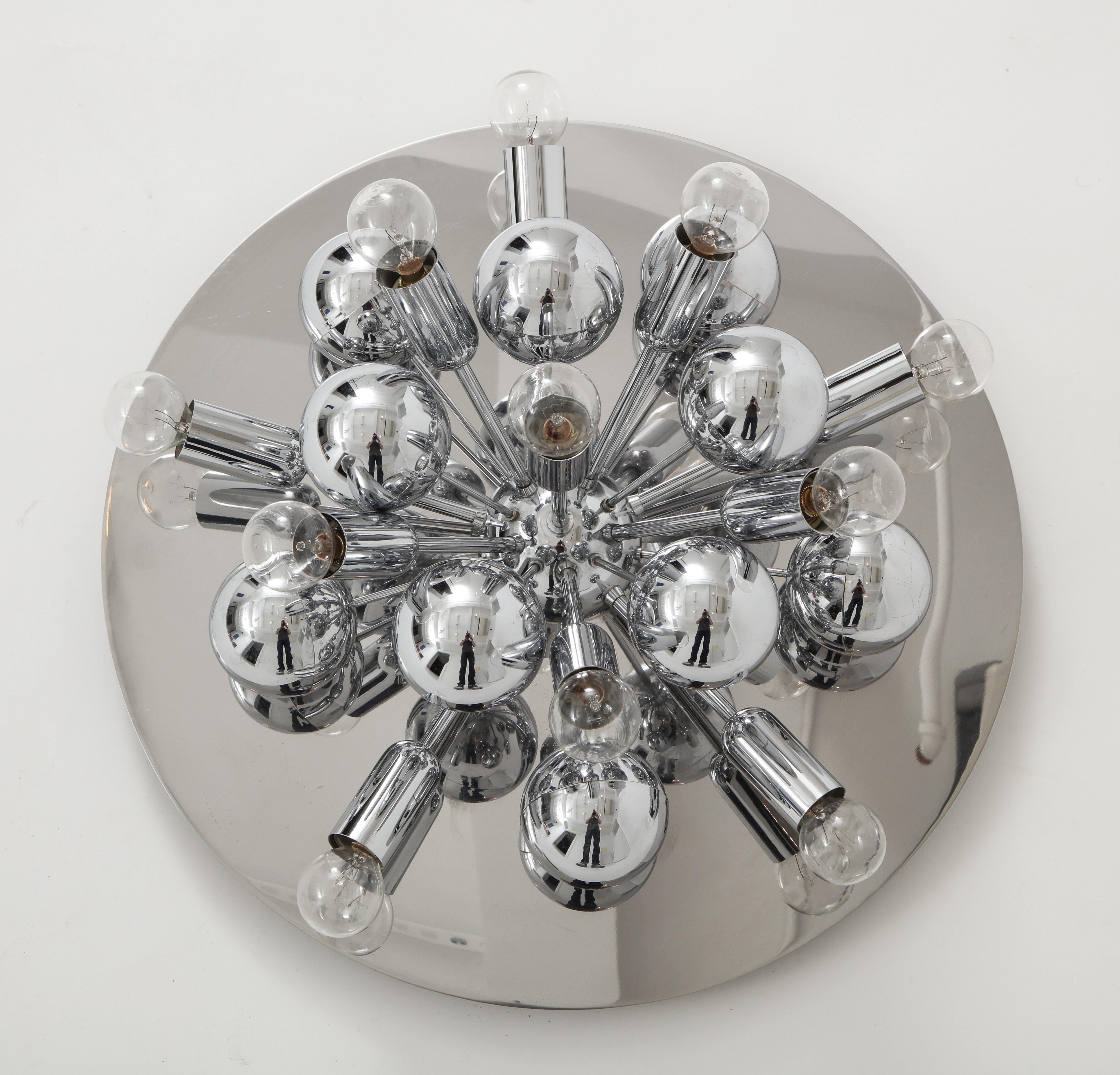 Pair of 1970s Chrome Sputnik Lights In Good Condition For Sale In New York, NY