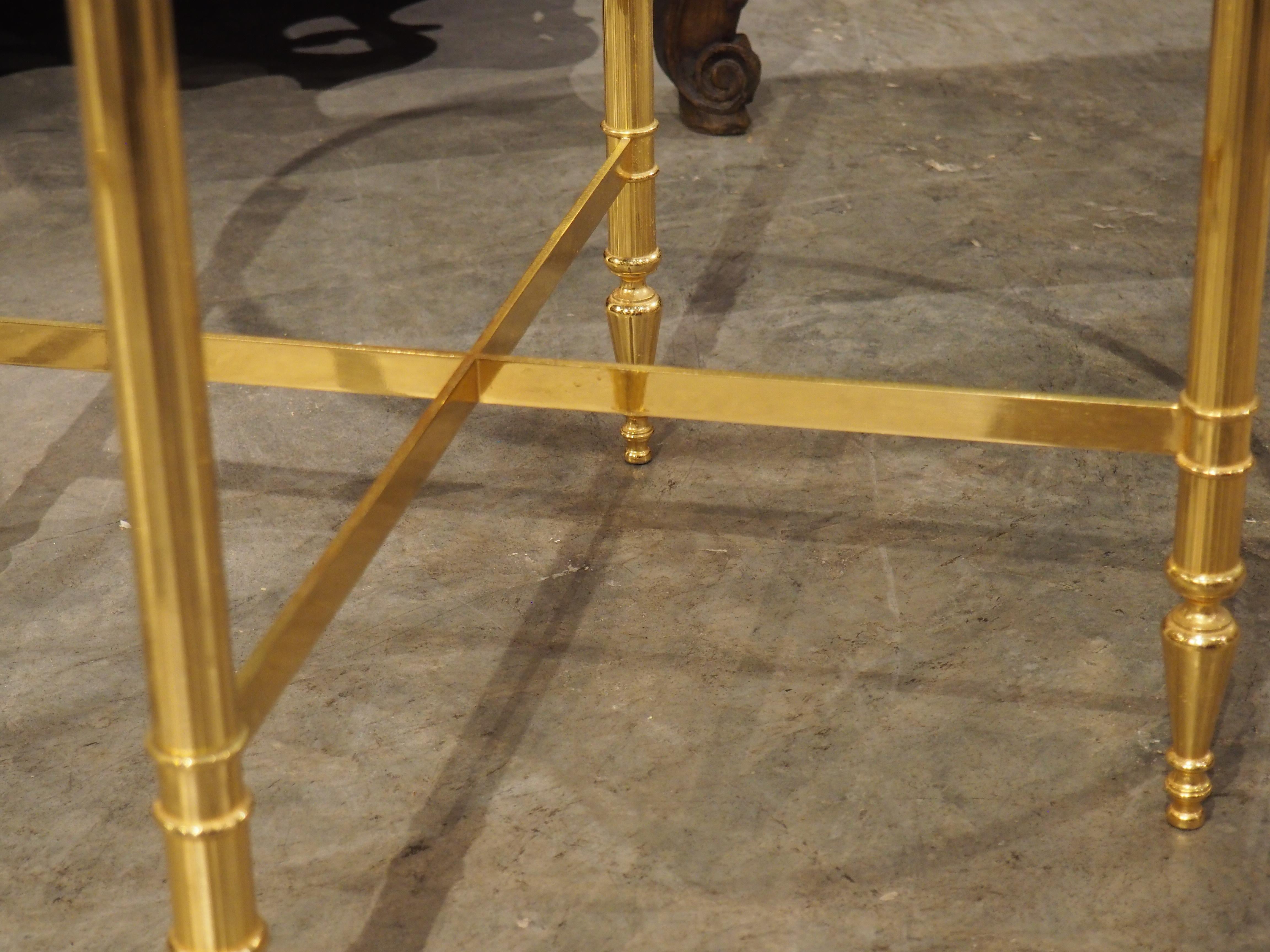 Pair of 1970s Circular French Brass and Glass Side Tables For Sale 7