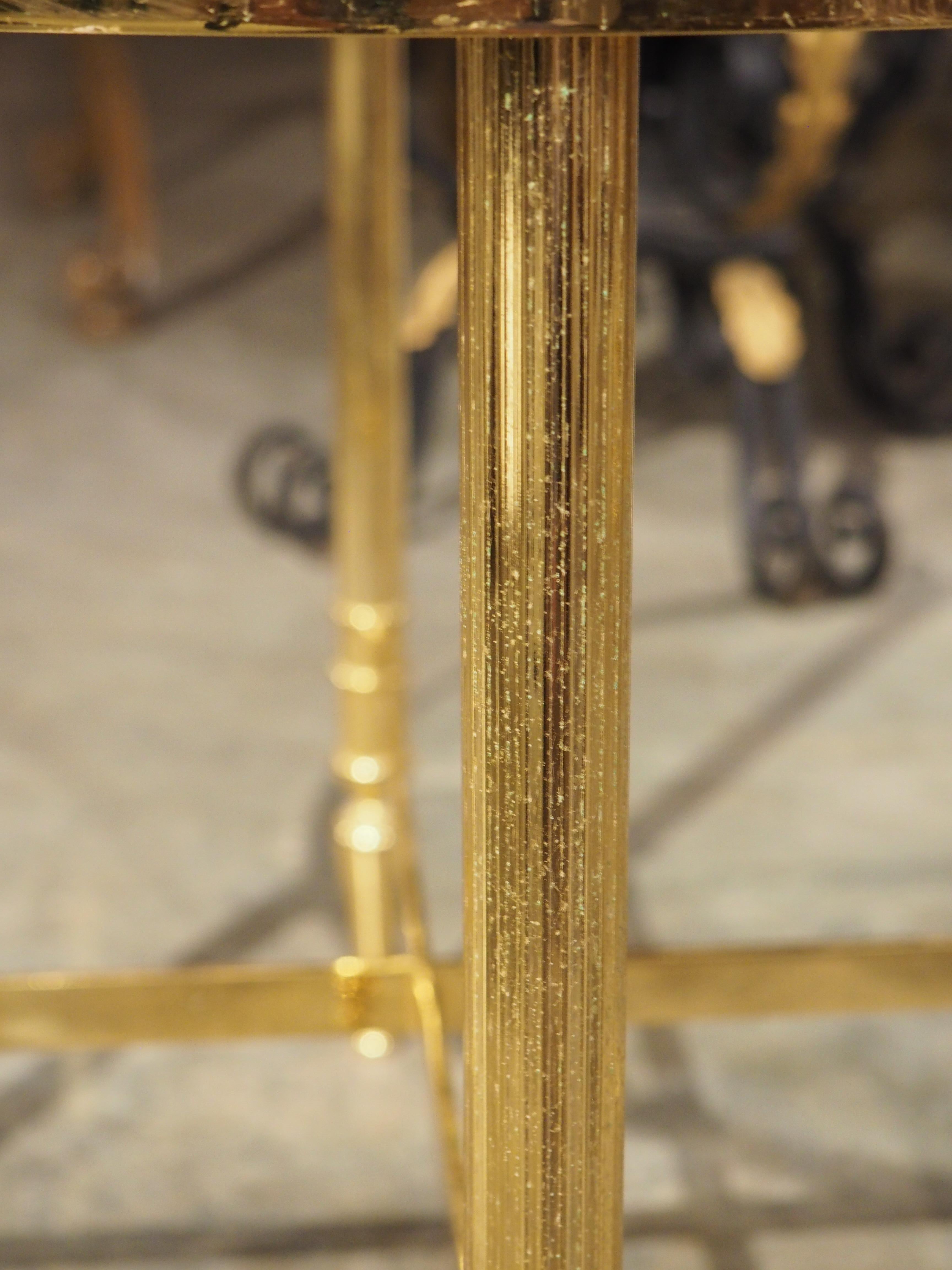 Pair of 1970s Circular French Brass and Glass Side Tables For Sale 10