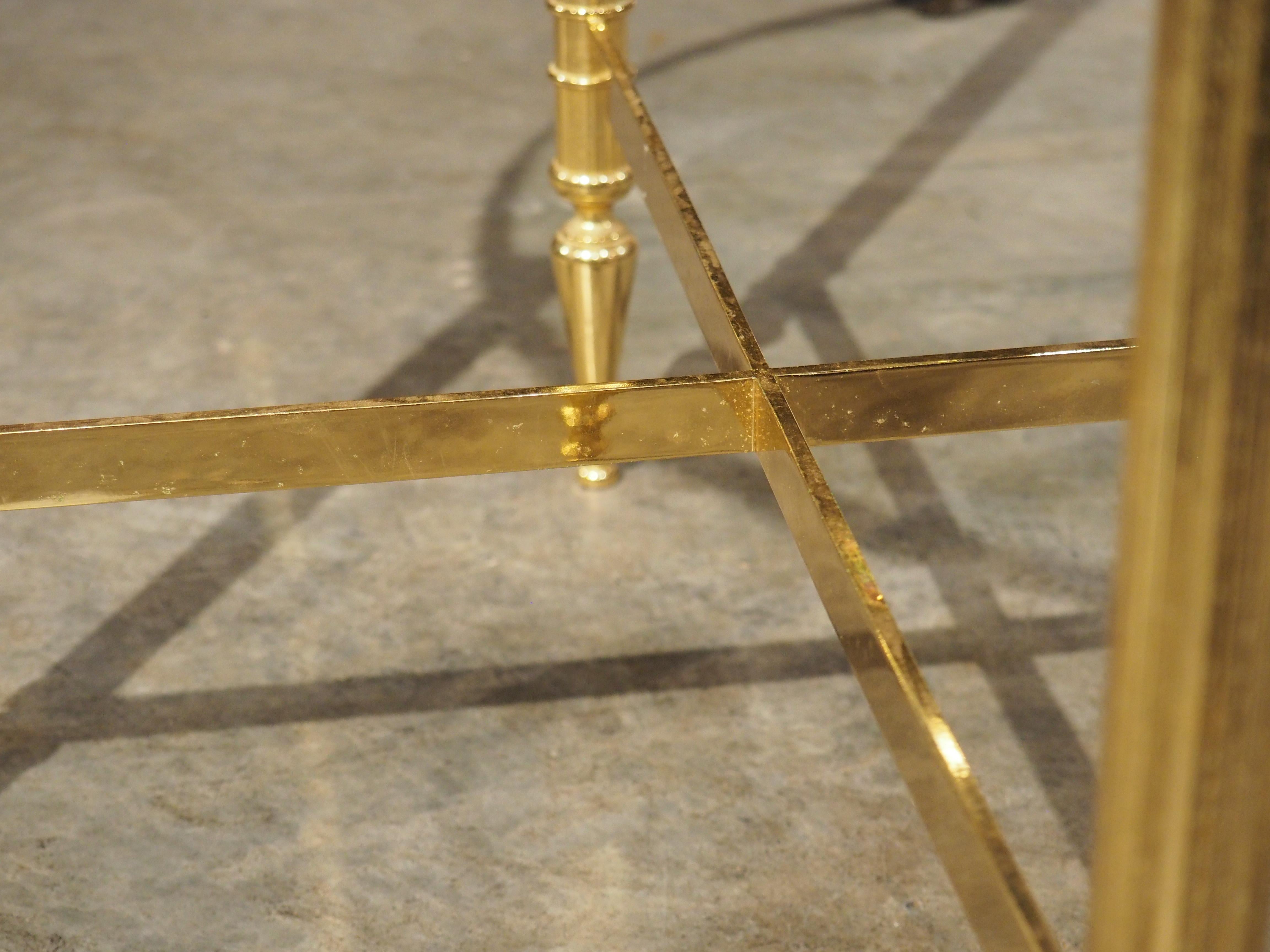 Pair of 1970s Circular French Brass and Glass Side Tables For Sale 11