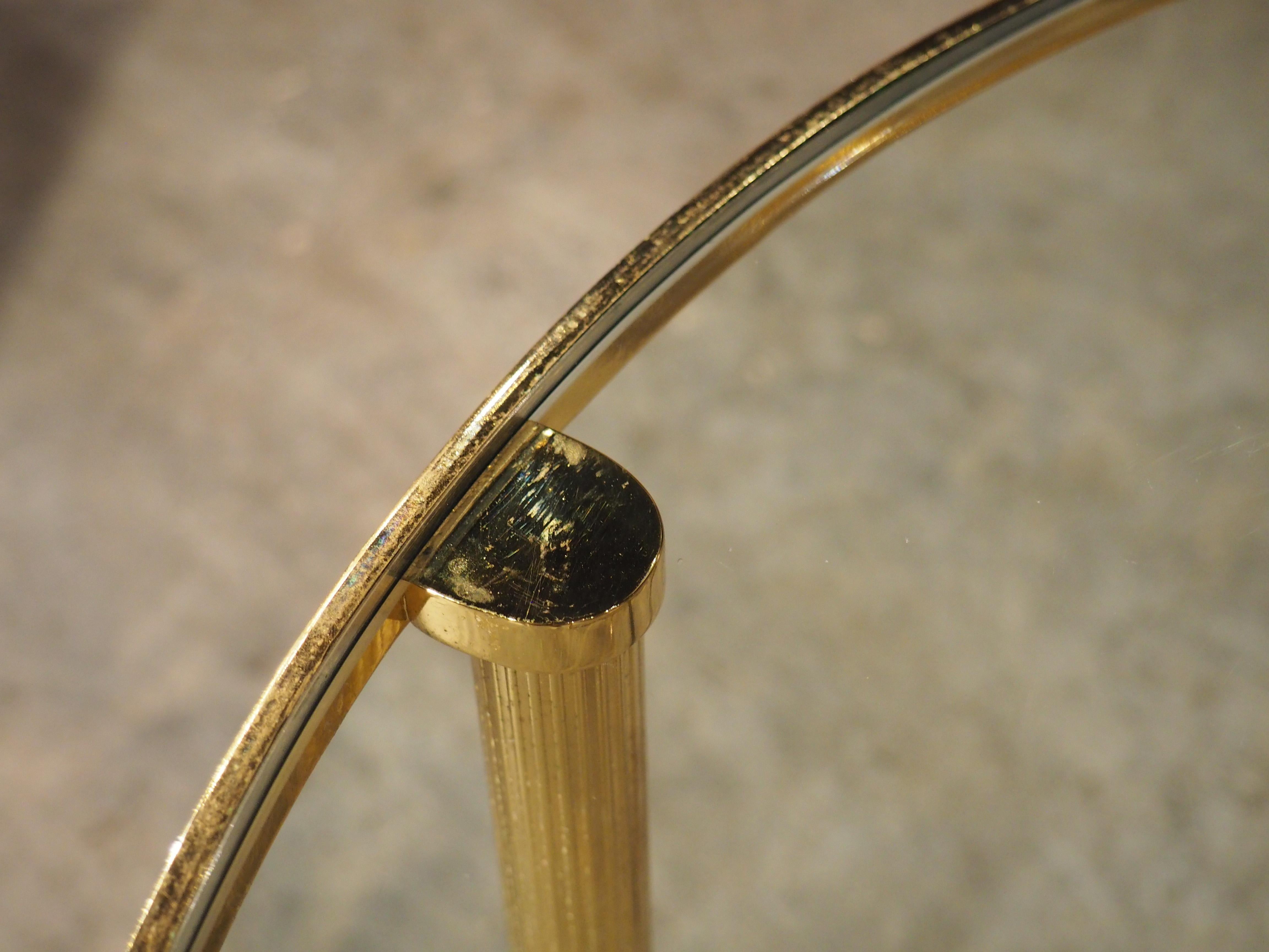 Pair of 1970s Circular French Brass and Glass Side Tables For Sale 4