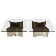 Pair of 1970s Coffee Tables by Ringo Starr for ROR Aluminum, Chrome and Glass