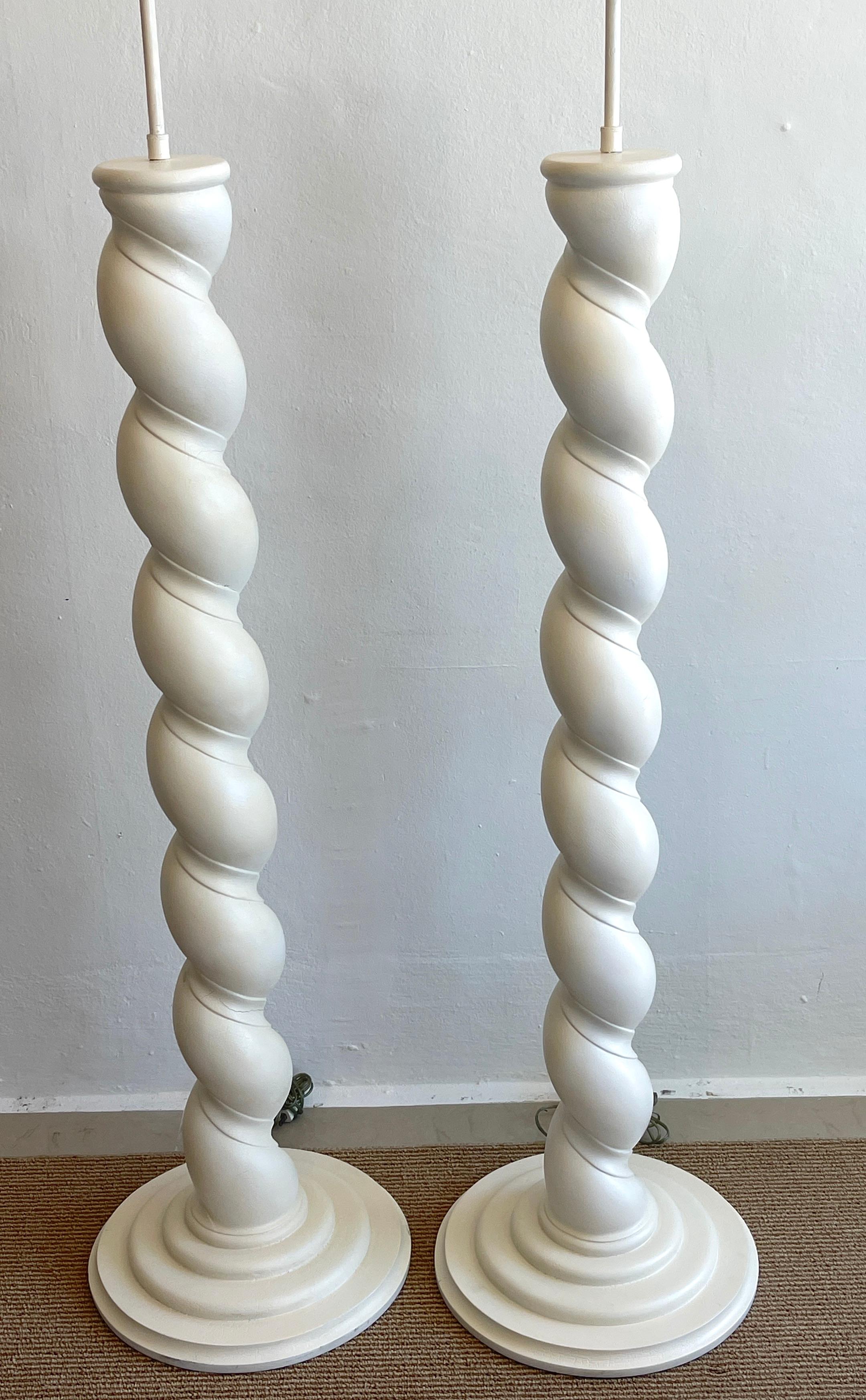 Modern Pair of 1970s Column Plaster Column Lamps, in the Style of Micheal Taylor