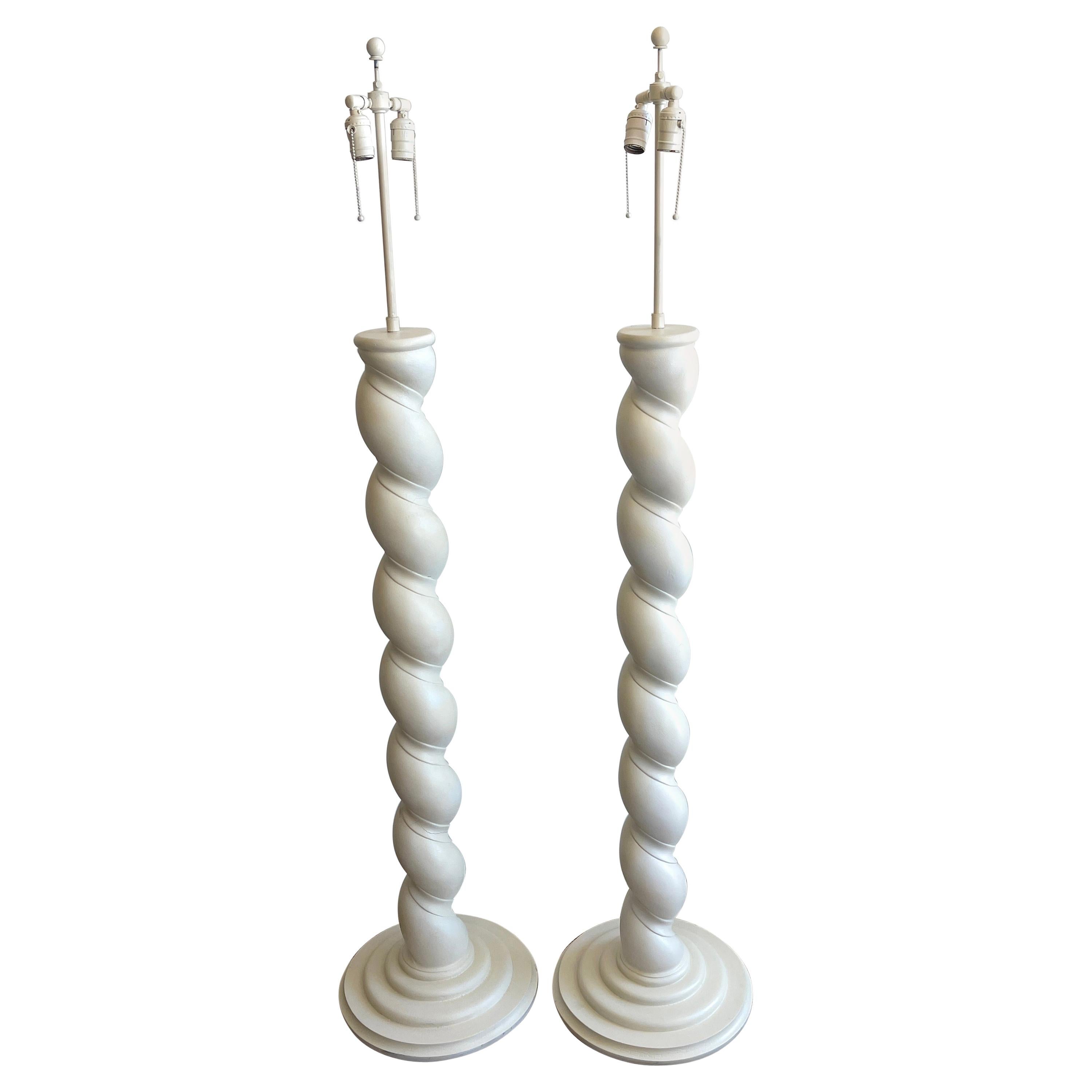 Pair of 1970s Column Plaster Column Lamps, in the Style of Micheal Taylor