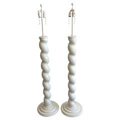 Pair of 1970s Column Plaster Column Lamps, in the Style of Micheal Taylor
