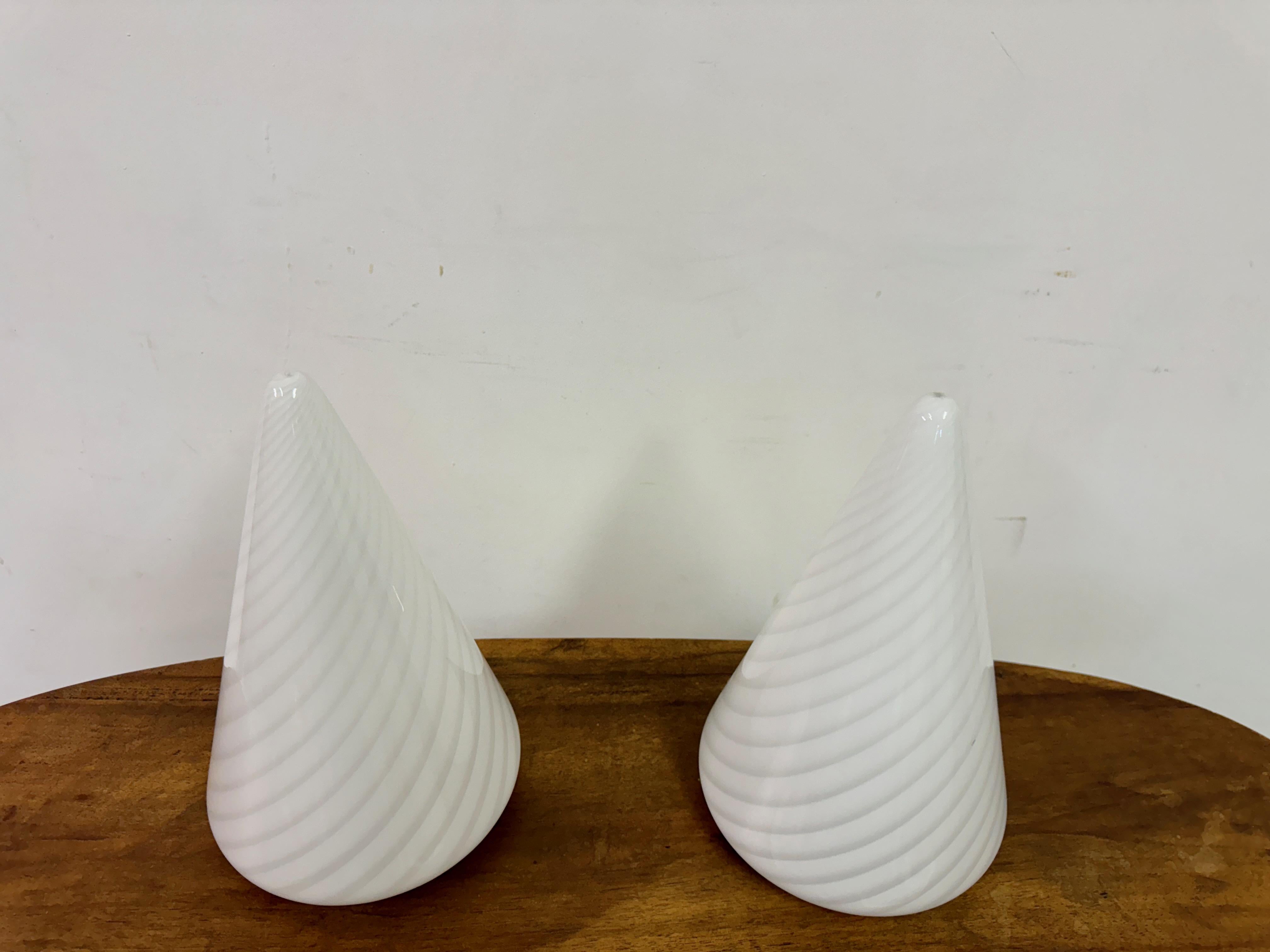 Pair of 1970s Conical Murano Table Lamps For Sale 3