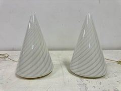 Pair of 1970s Conical Murano Table Lamps
