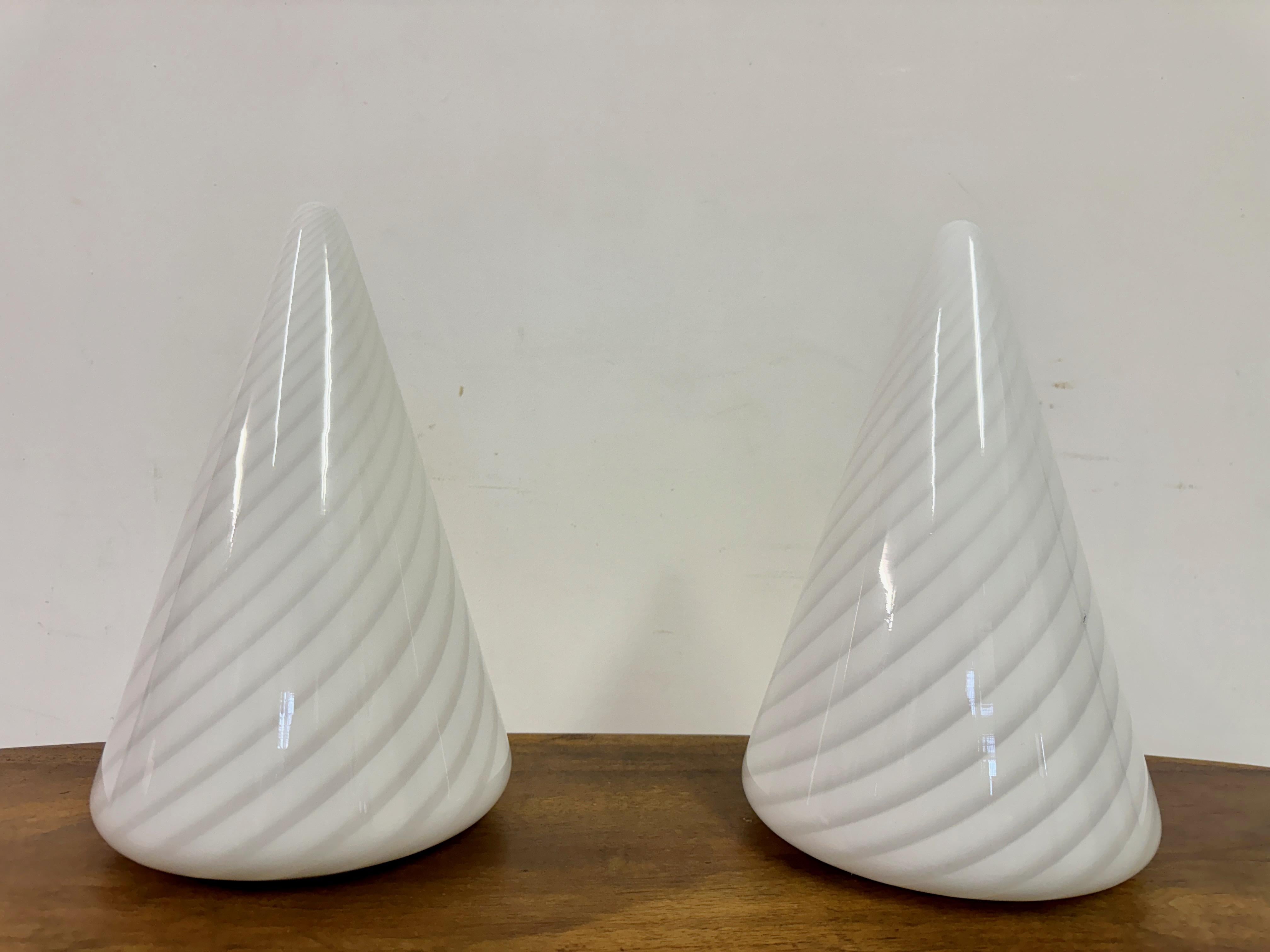 Pair of 1970s Conical Murano Table Lamps In Good Condition For Sale In London, London
