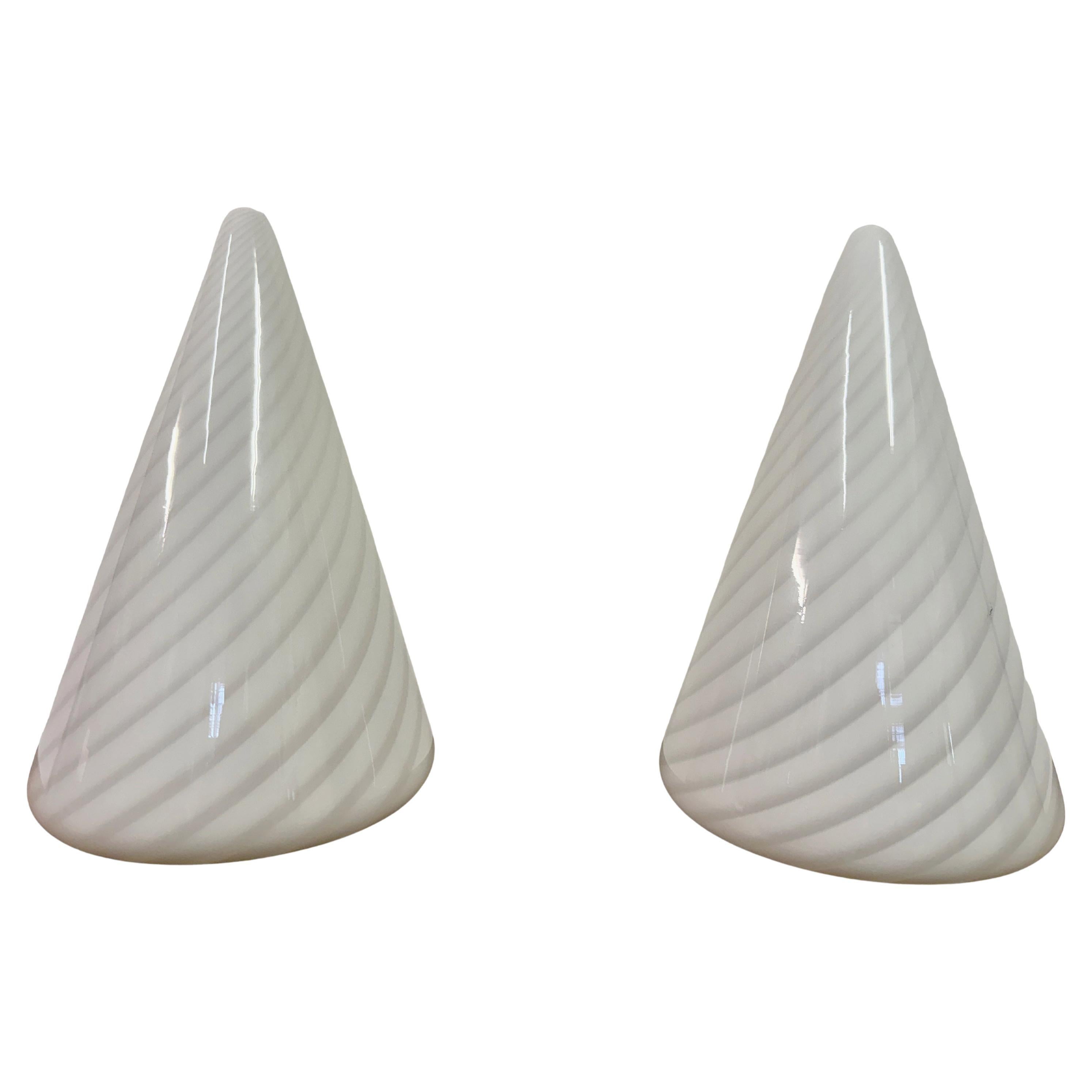 Pair of 1970s Conical Murano Table Lamps For Sale