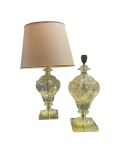 Pair of 1970's Crushed ice resin lamps by Marie-Claude de Fouquières
