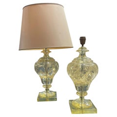 Pair of 1970's Crushed ice resin lamps by Marie-Claude de Fouquières