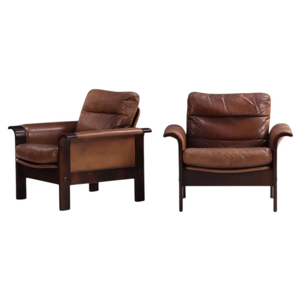 Paire de chaises longues danoises en cuir des années 1970 par Georg Thams pour A/S Vejen