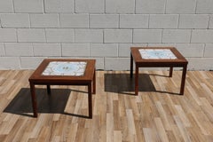 Pair of 1970s Danish Modern Rosewood Tile Top Side Tables