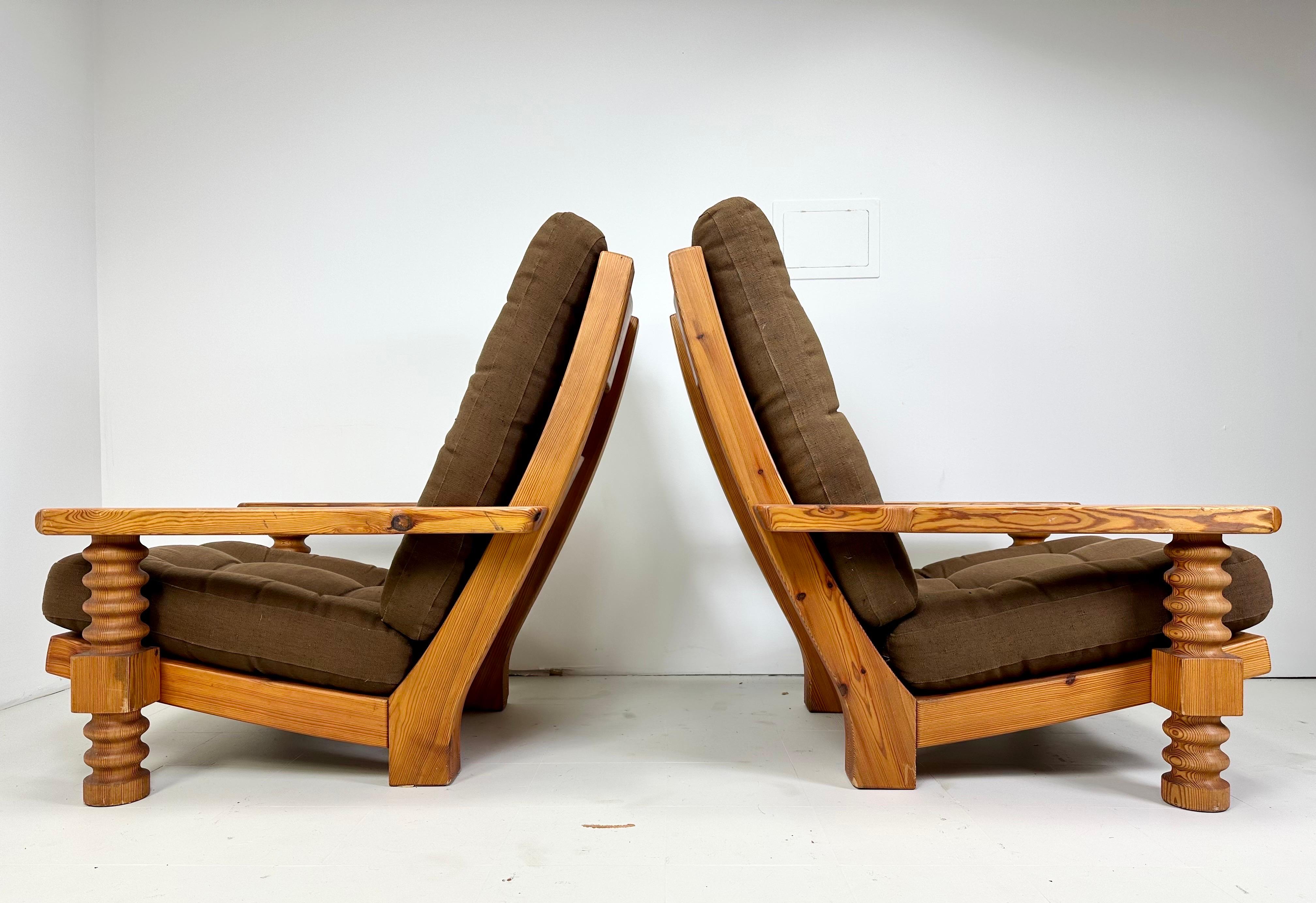 Pair of 1970’s Danish Pine Lounge Chairs  5