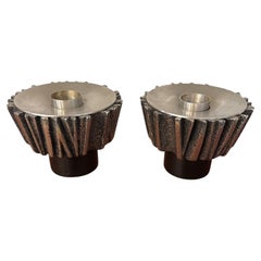 Pair of 1970s Decorative Brutalist Candle Holder By Willy Ceysens
