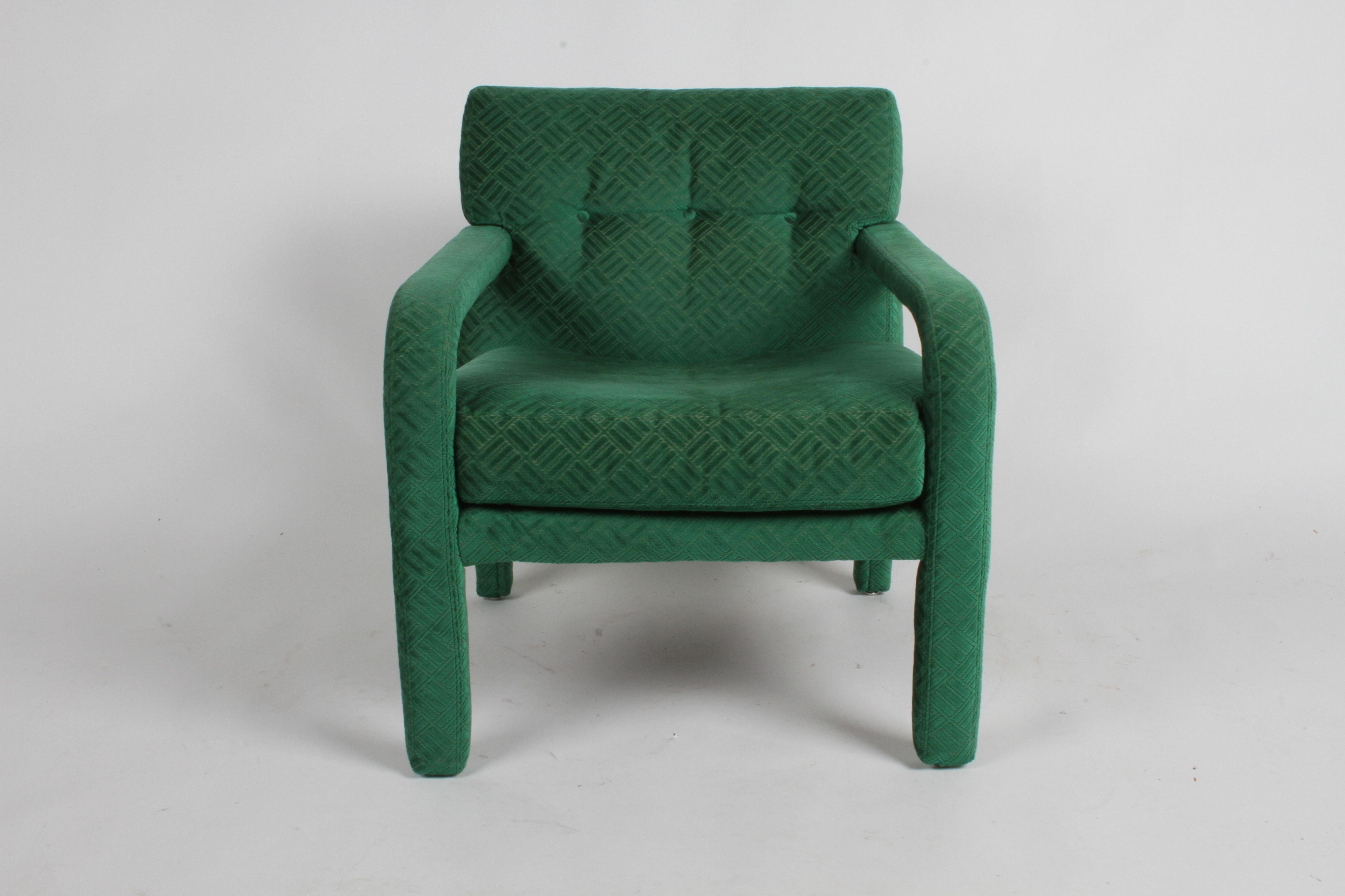Mid-Century Modern Pair of 1970s Directional Lounge Chairs in a Textured Emerald Green Upholstery