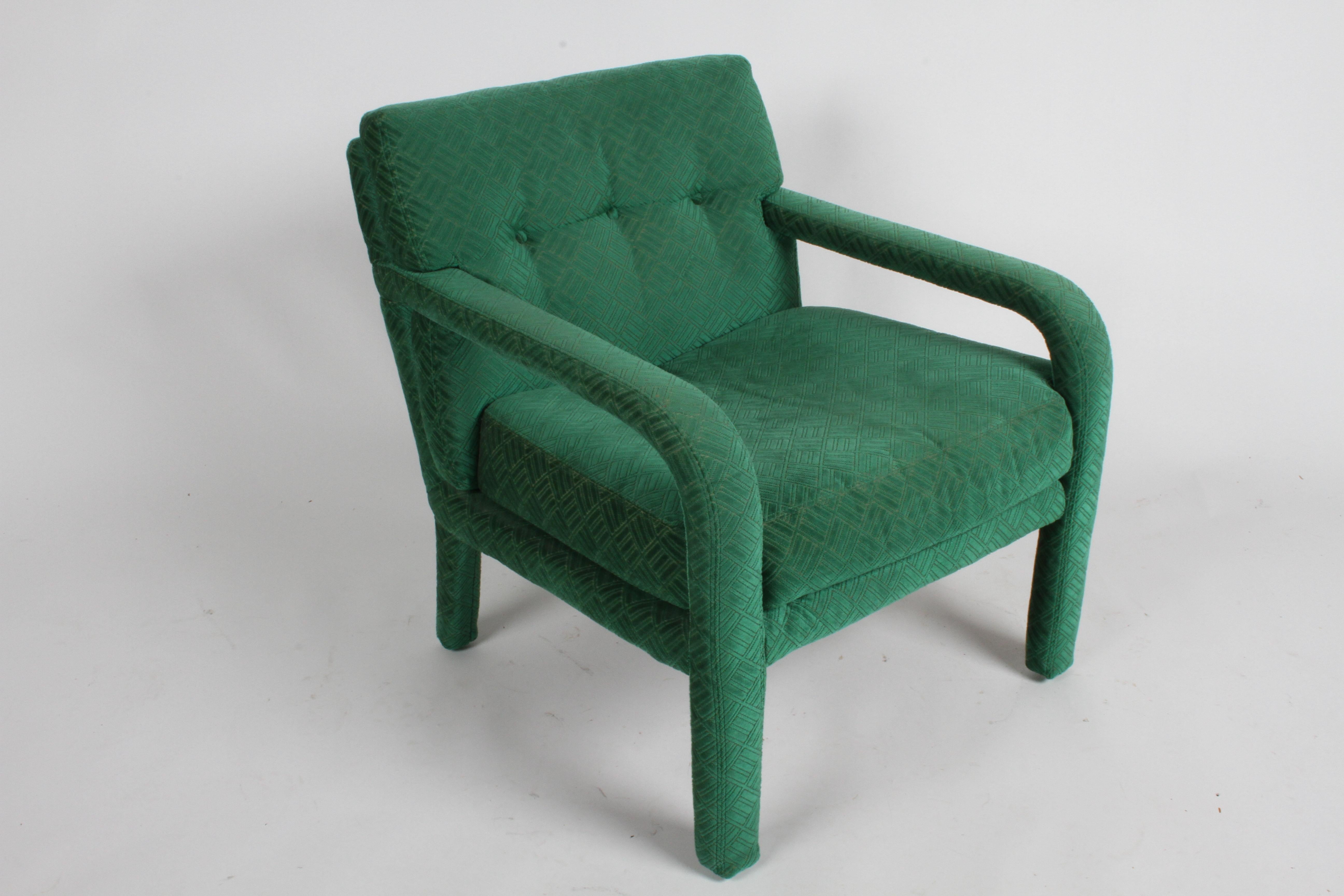 Pair of 1970s Directional Lounge Chairs in a Textured Emerald Green Upholstery In Good Condition In St. Louis, MO