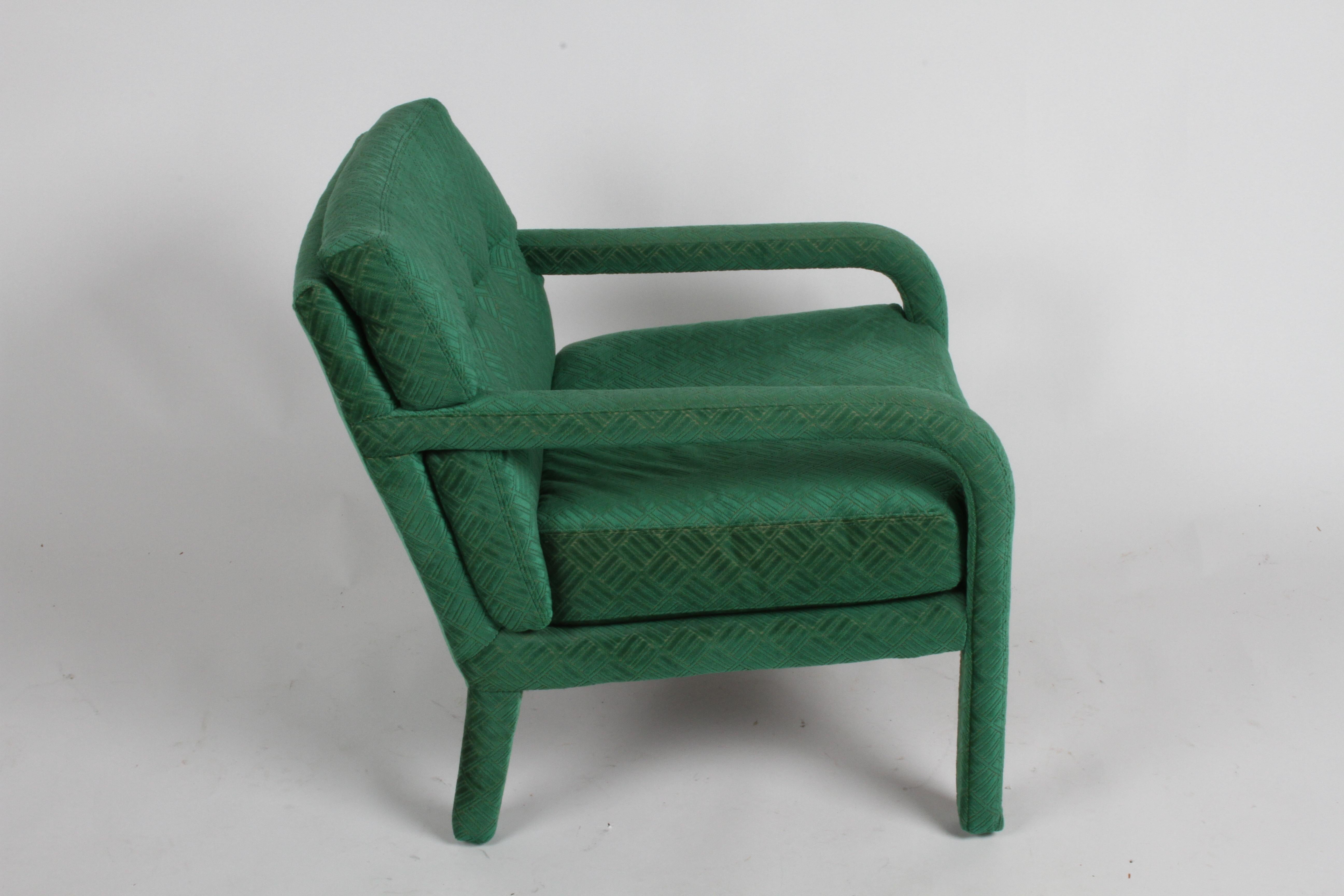 Late 20th Century Pair of 1970s Directional Lounge Chairs in a Textured Emerald Green Upholstery