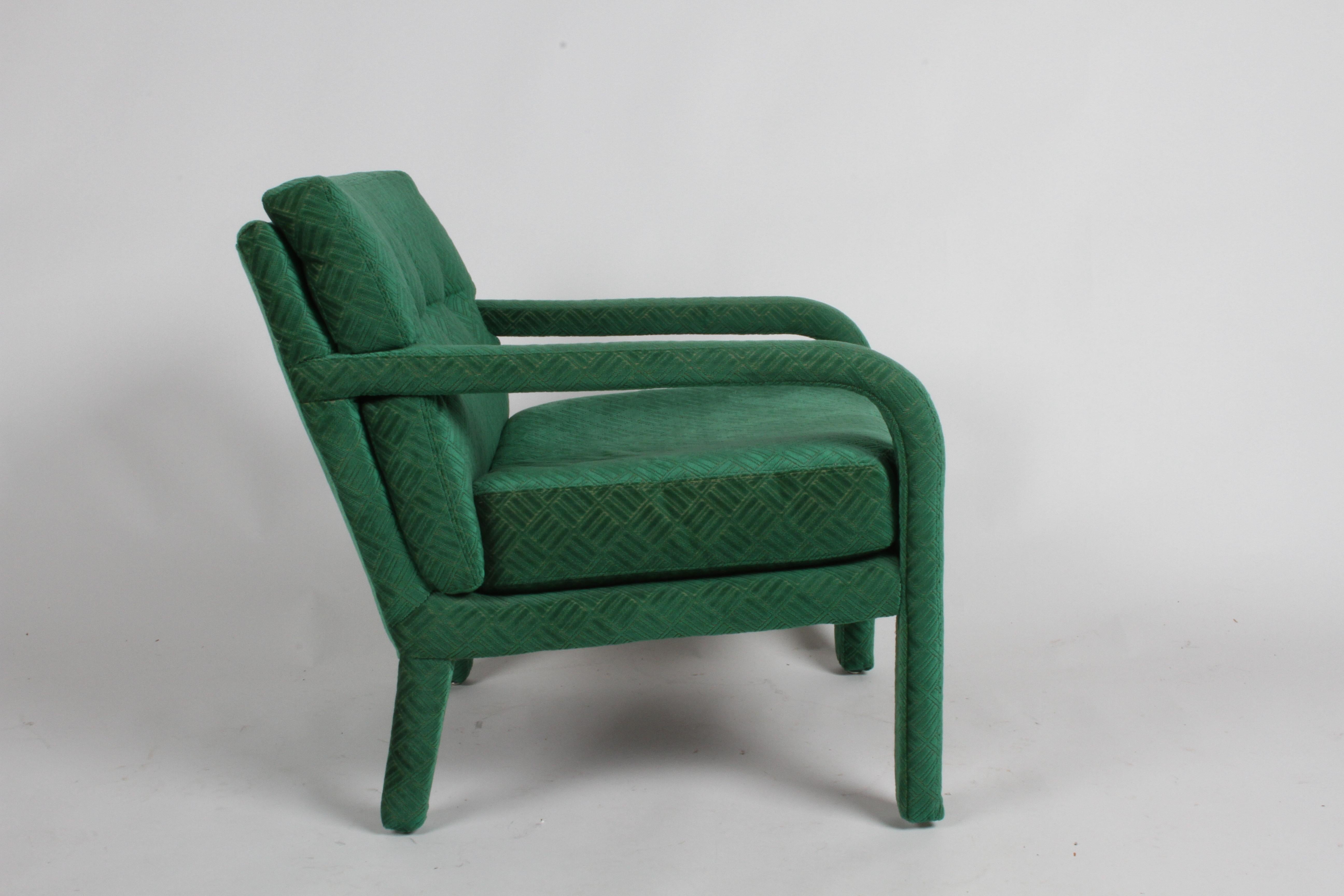 Pair of 1970s Directional Lounge Chairs in a Textured Emerald Green Upholstery 1