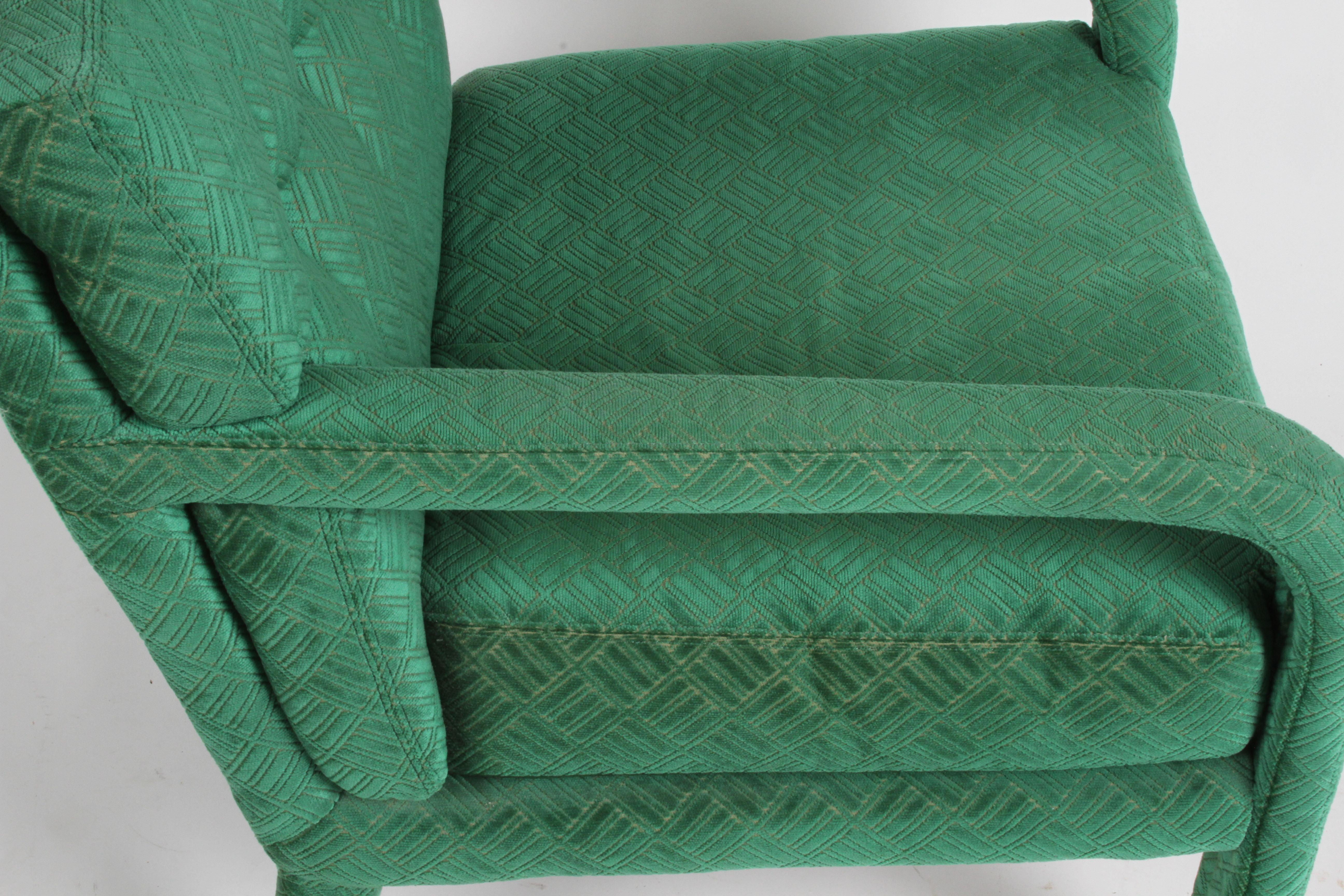 Pair of 1970s Directional Lounge Chairs in a Textured Emerald Green Upholstery 2