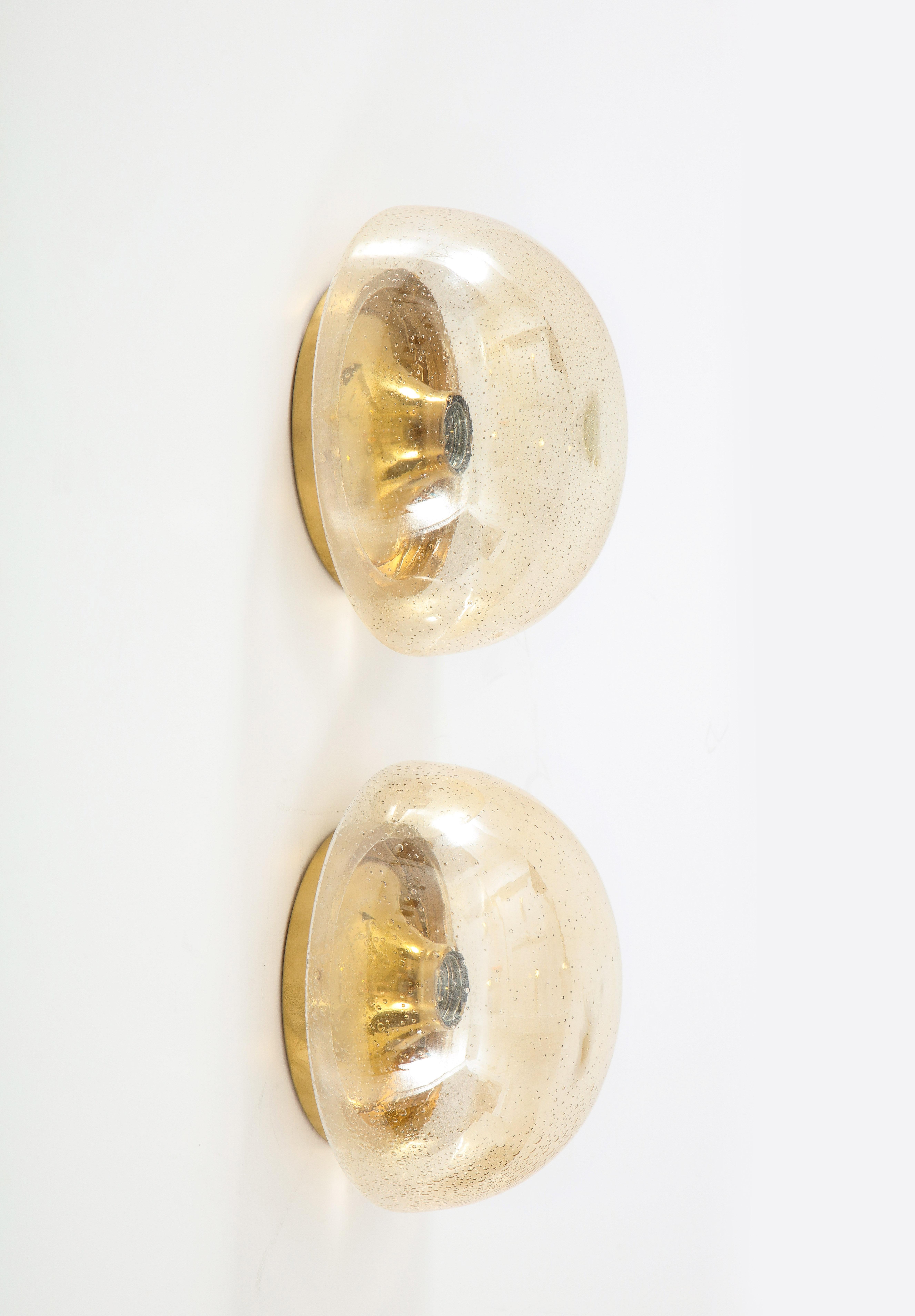 Pair of 1970's Dome Sconces / Flush Mounts by Limburg In Good Condition For Sale In New York, NY