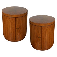 Pair of 1970s Drexel Heritage Drum Nightstands/End Tables