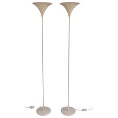 Pair of 1970s Elegant Beige Floor Lamps